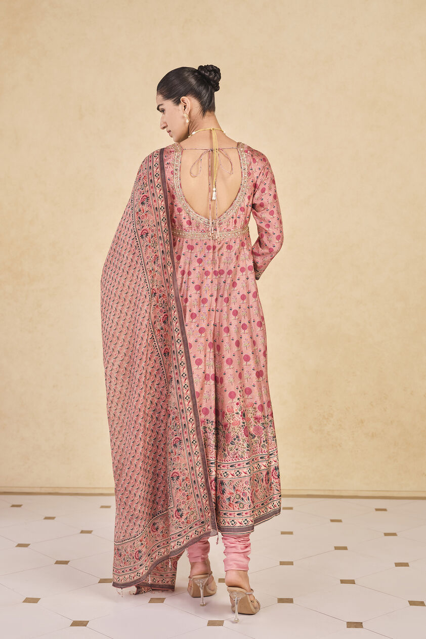 Celosia Printed Silk Anarkali Suit Set - Pink, Pink, image 2